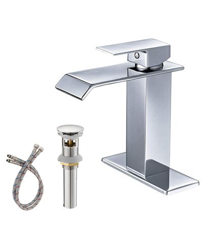 Greenspring Waterfall Single Handle Single Hole Modern Drip-Free Lavatory RV Sink Bathroom Faucet