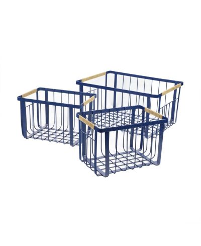 Happimess Henley Vintage Farmhouse Handmade Wire Metal Nesting Storage Baskets with Jute Wrapped Handles, (Set of 3)