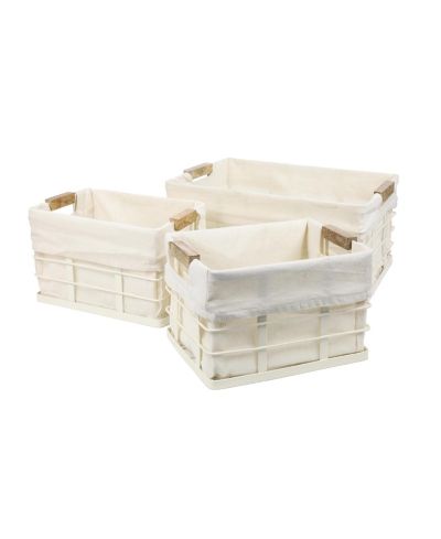 Happimess Callan Vintage Industrial Handmade Set of 3 Wire Metal Nesting Storage Baskets with Wood Handles