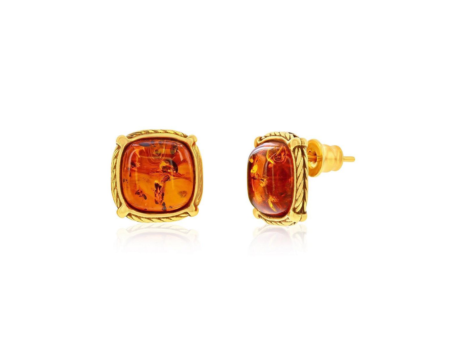 Caribbean Treasures Серьги-гвоздики Square Amber