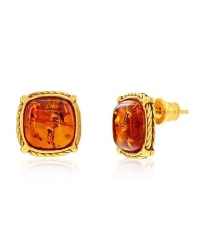 Caribbean Treasures Серьги-гвоздики Square Amber