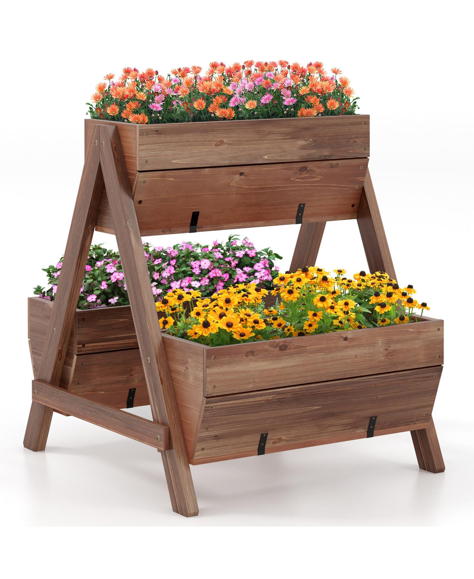 Gymax 21'' x 8'' x 8.5'' Vertical Raised Garden bed Planter Stand w/ 3 Planter Boxes