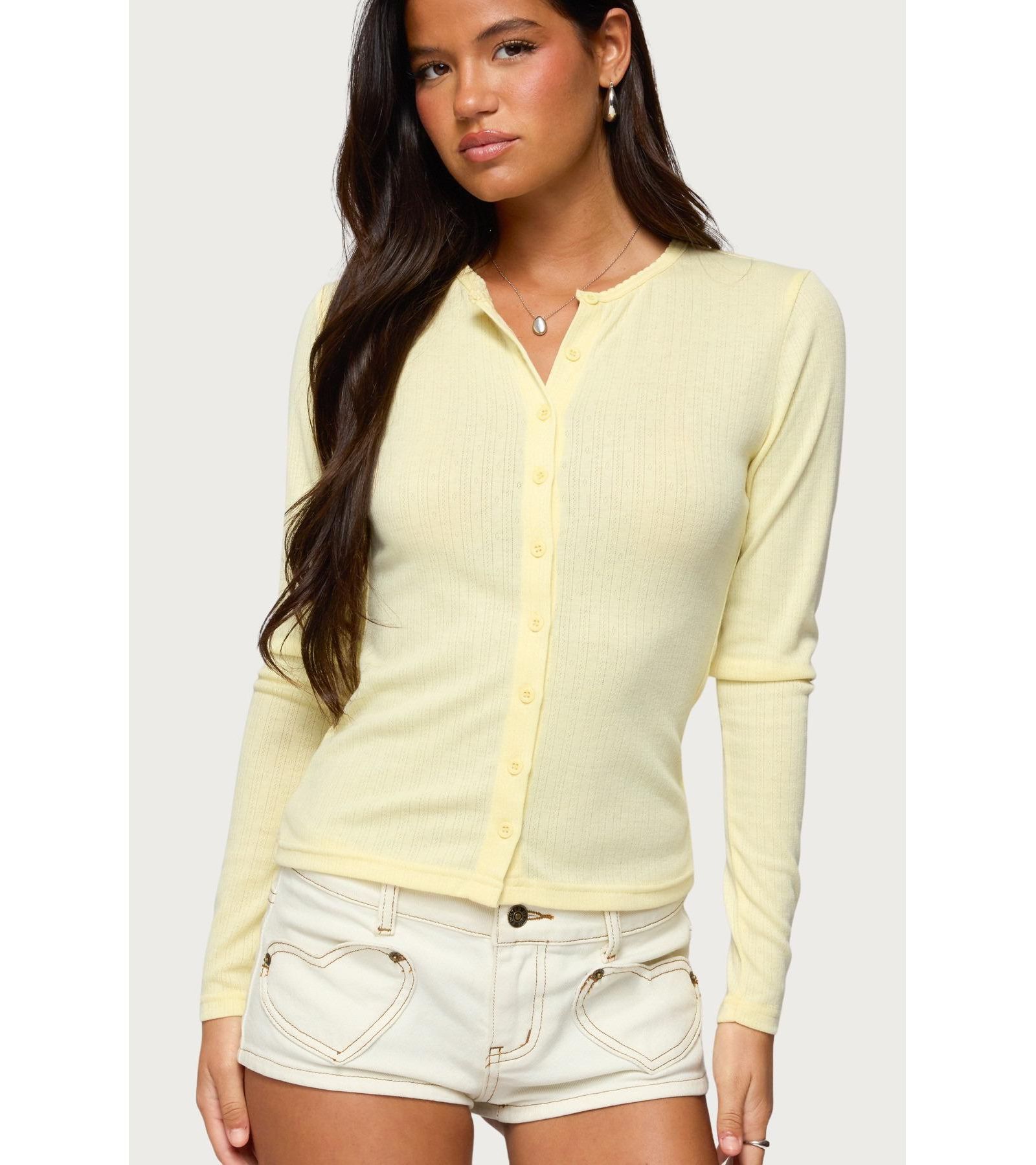 Женский топ Edikted Maeva Button Up Pointelle