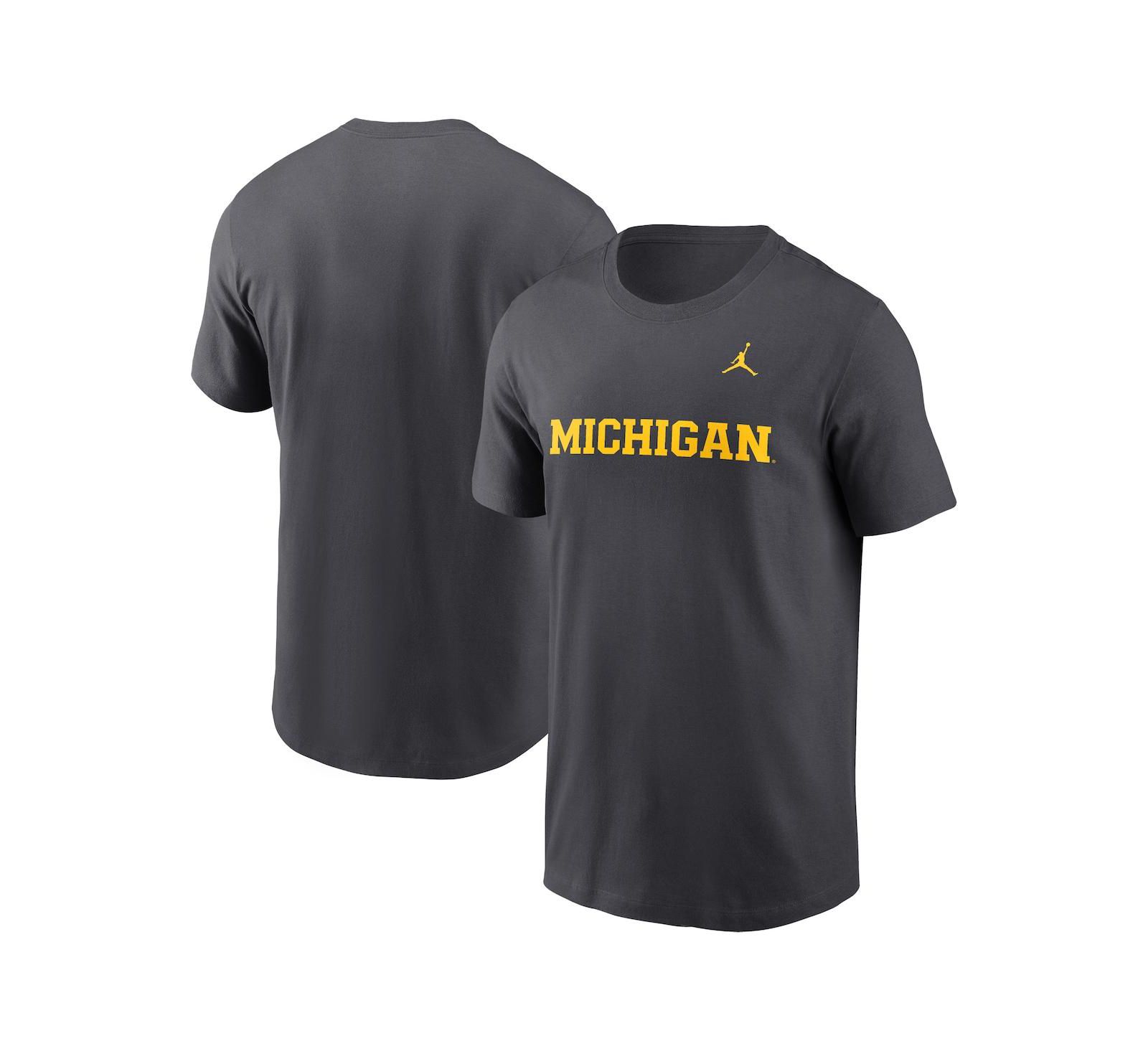 Jordan Мужской Anthracite Michigan Wolverines Primetime Wordmark T-Shirt