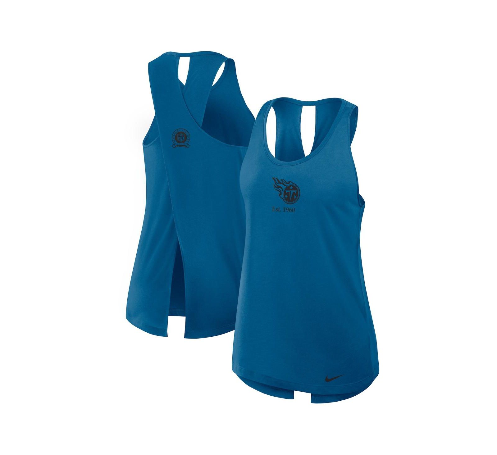 Nike Women's Navy Tennessee Titans Glory Crisscross Performance Tank Top