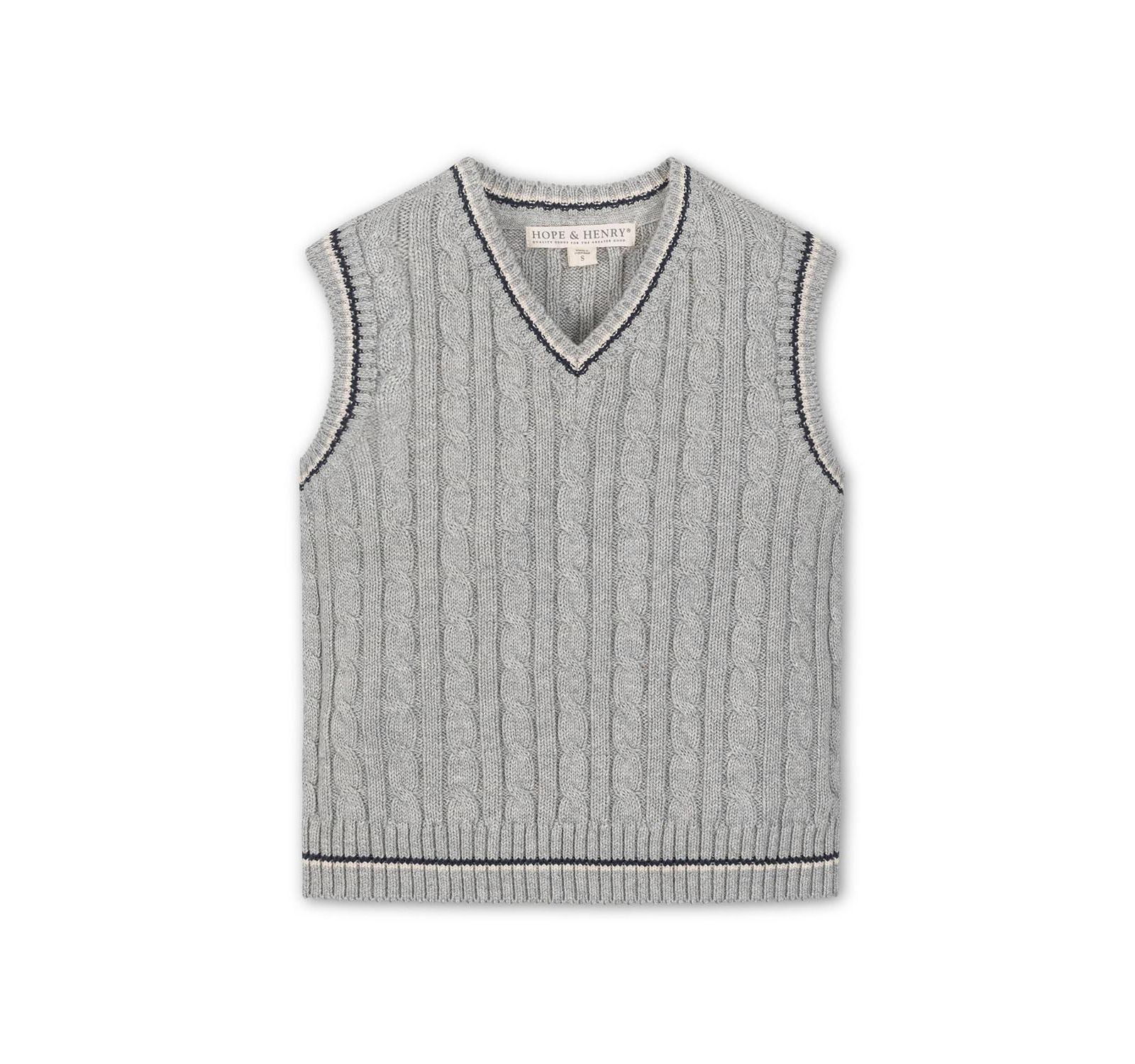 Детский вязаный жилет Hope & Henry Organic V-Neck Cable