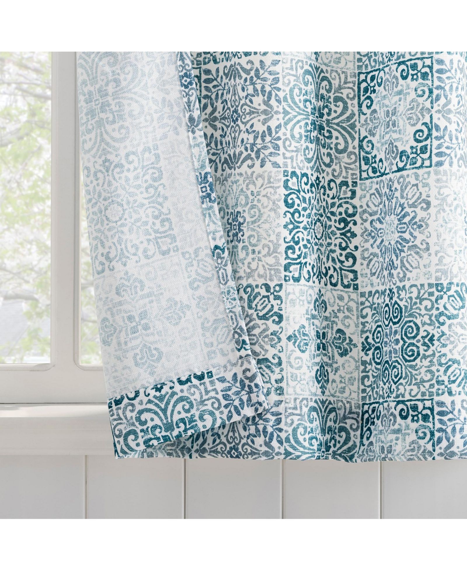 No. 918 Greco Mosaic Semi-Sheer Rod Pocket Kitchen Curtain Tier Pair