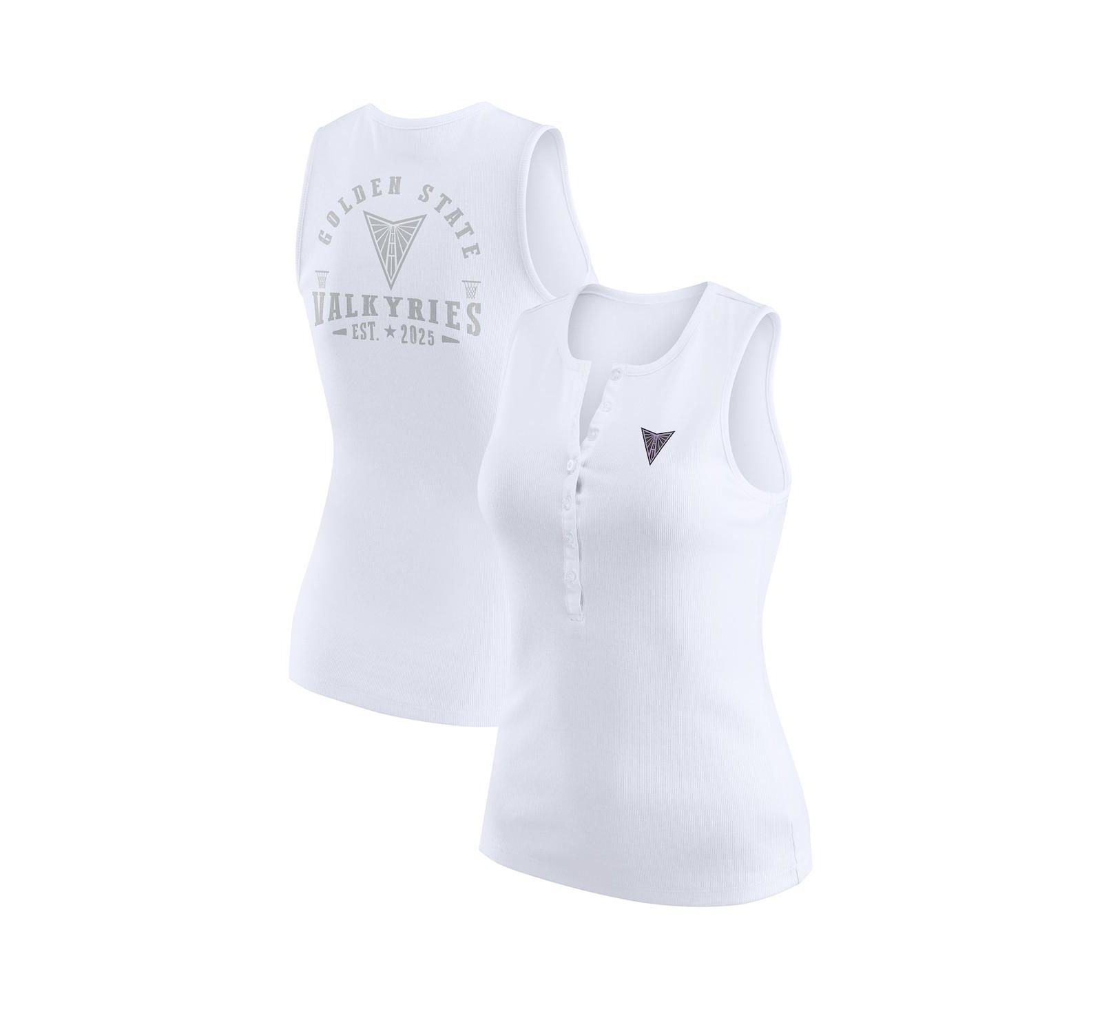 Женский трикотажный топ WEAR by Erin Andrews Golden State Valkyries White Rib-Knit Henley
