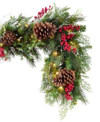 Balsam Hill Pre-Lit 10' Outdoor Red Berry Pine Garland