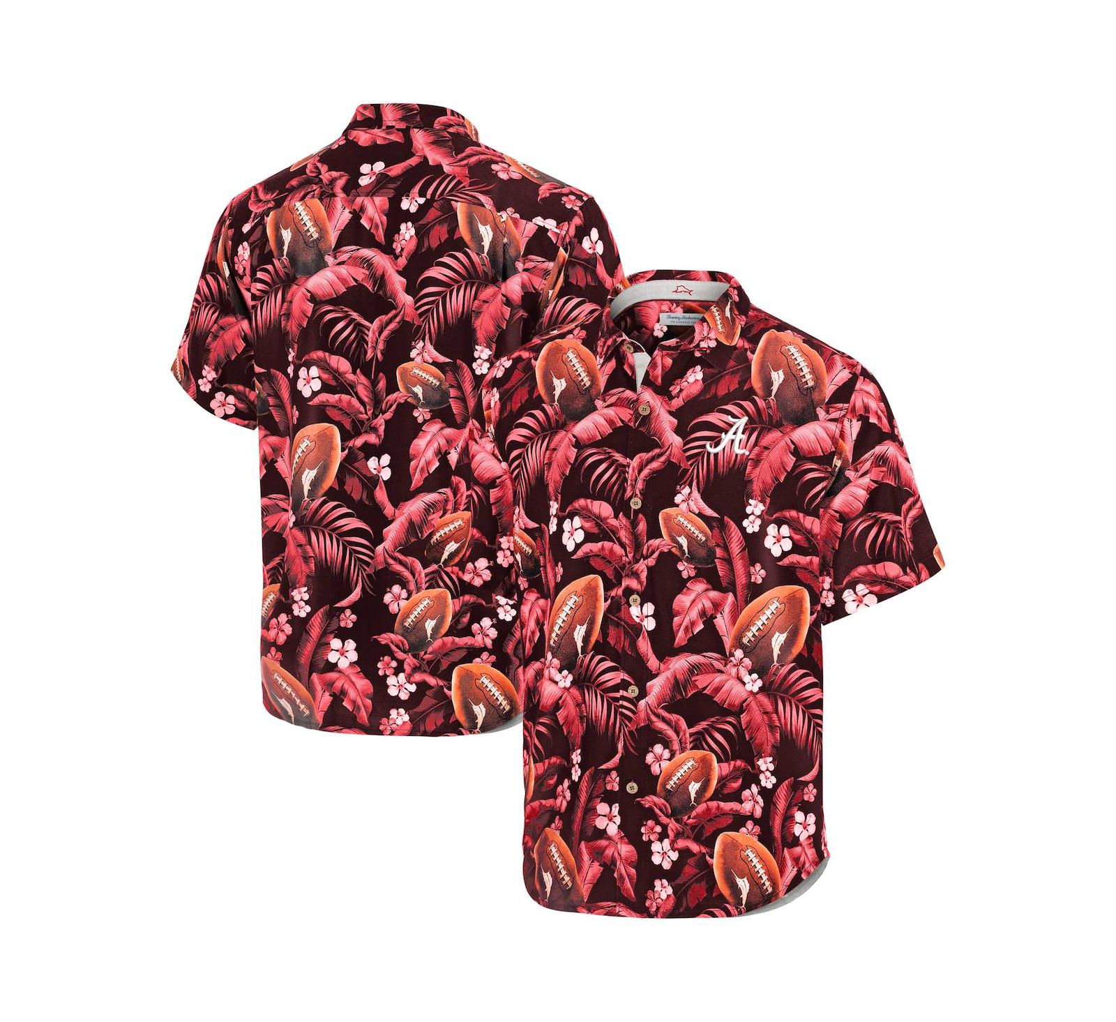 Мужская рубашка Tommy Bahama Men's Crimson Alabama Crimson Tide Veracruz Cay First Down Blooms Button-Up
