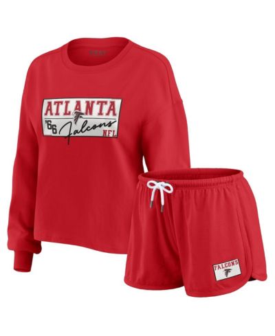 WEAR by Erin Andrews Женский комплект из футболки и шорт WEAR by Erin Andrews 2-Piece Red Atlanta Falcons Heavy Rugby Jersey Long Sleeve T-Shirt и шорт для отдыха