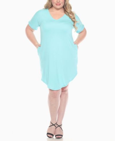 Платье White Mark Plus Size с V-образным вырезом и складками на рукавах