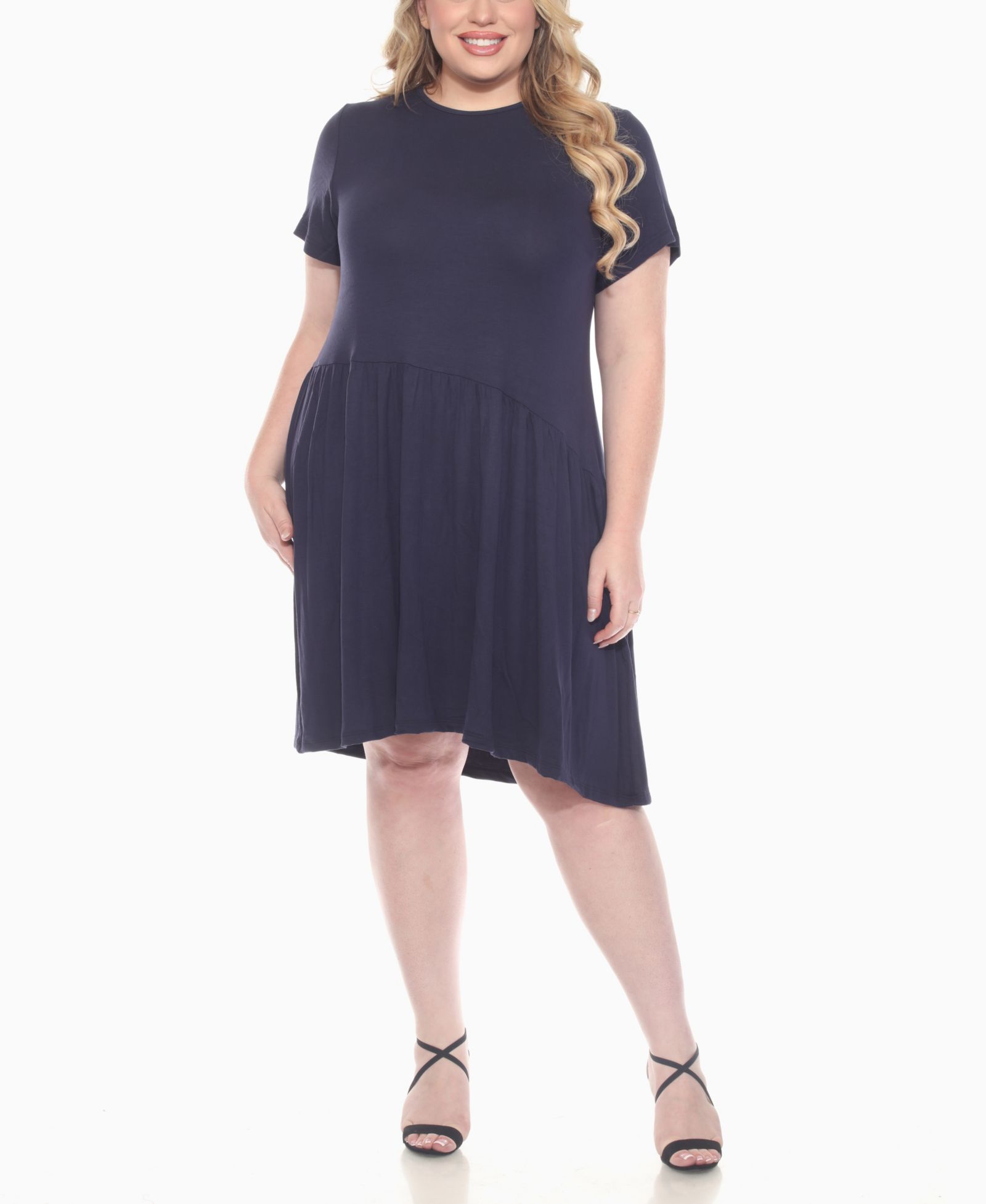 Женское асимметричное платье White Mark Plus Size с коротким рукавом