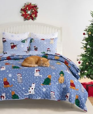 Greenland Home Fashions Winter Whiskers Holiday 3-Pc. Quilt Set, Full/Queen