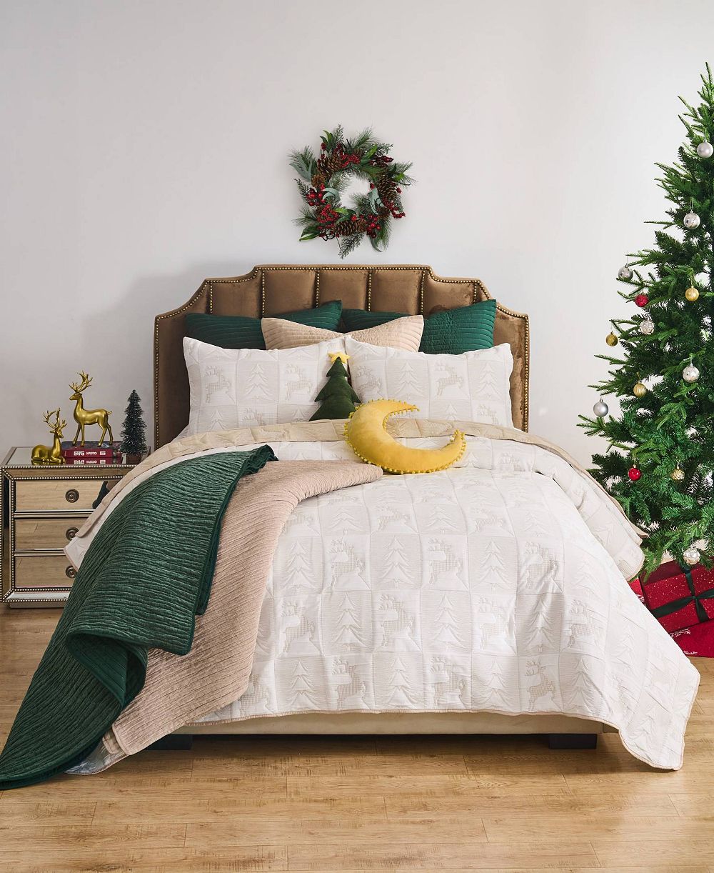 Комплект покрывала Greenland Home Fashions Reindeer Games Holiday Matelassé, Full/Queen