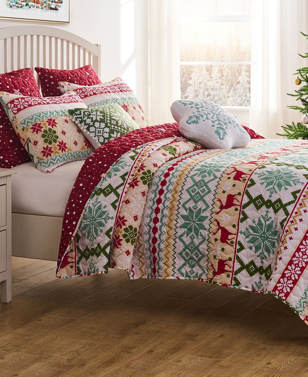 Greenland Home Fashions Fair Isle Snow комплект из 2 стеганых покрывал, Twin
