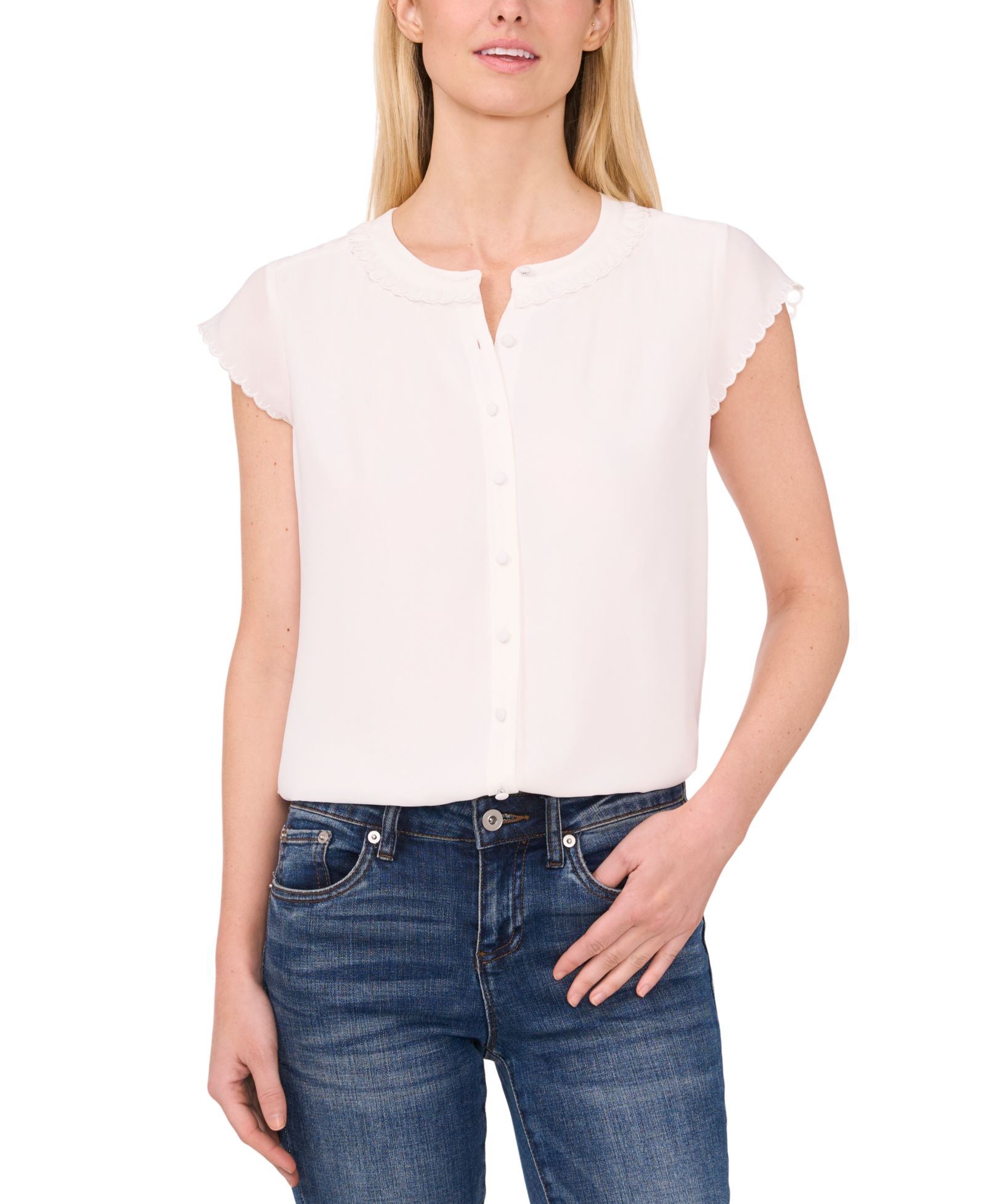 Блузка CeCe Women's Scalloped Cap Sleeve