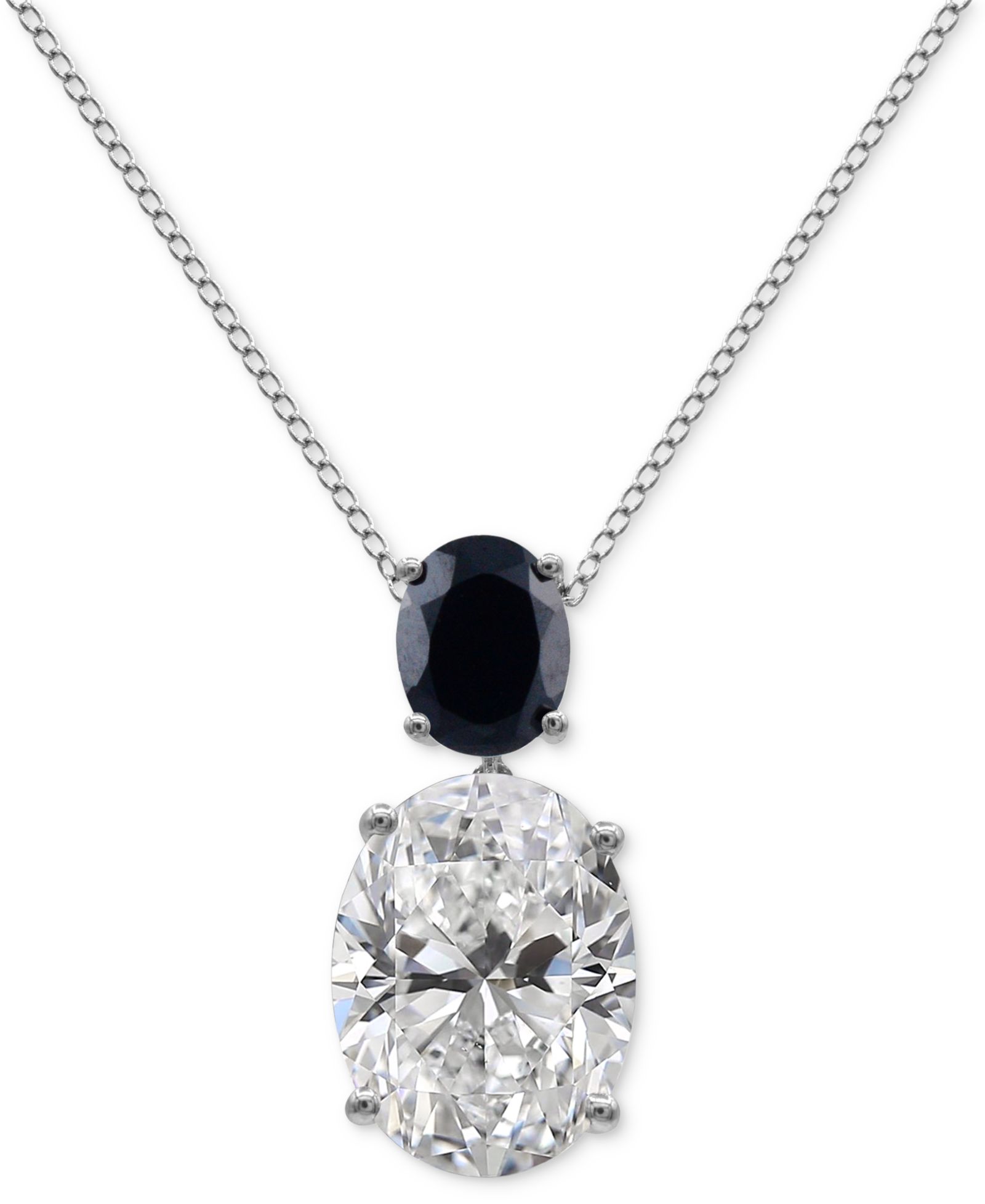Подвеска из серебра с белым кварцем 7-3/4 ct. и черным ониксом 9 X 7 MM, овальная