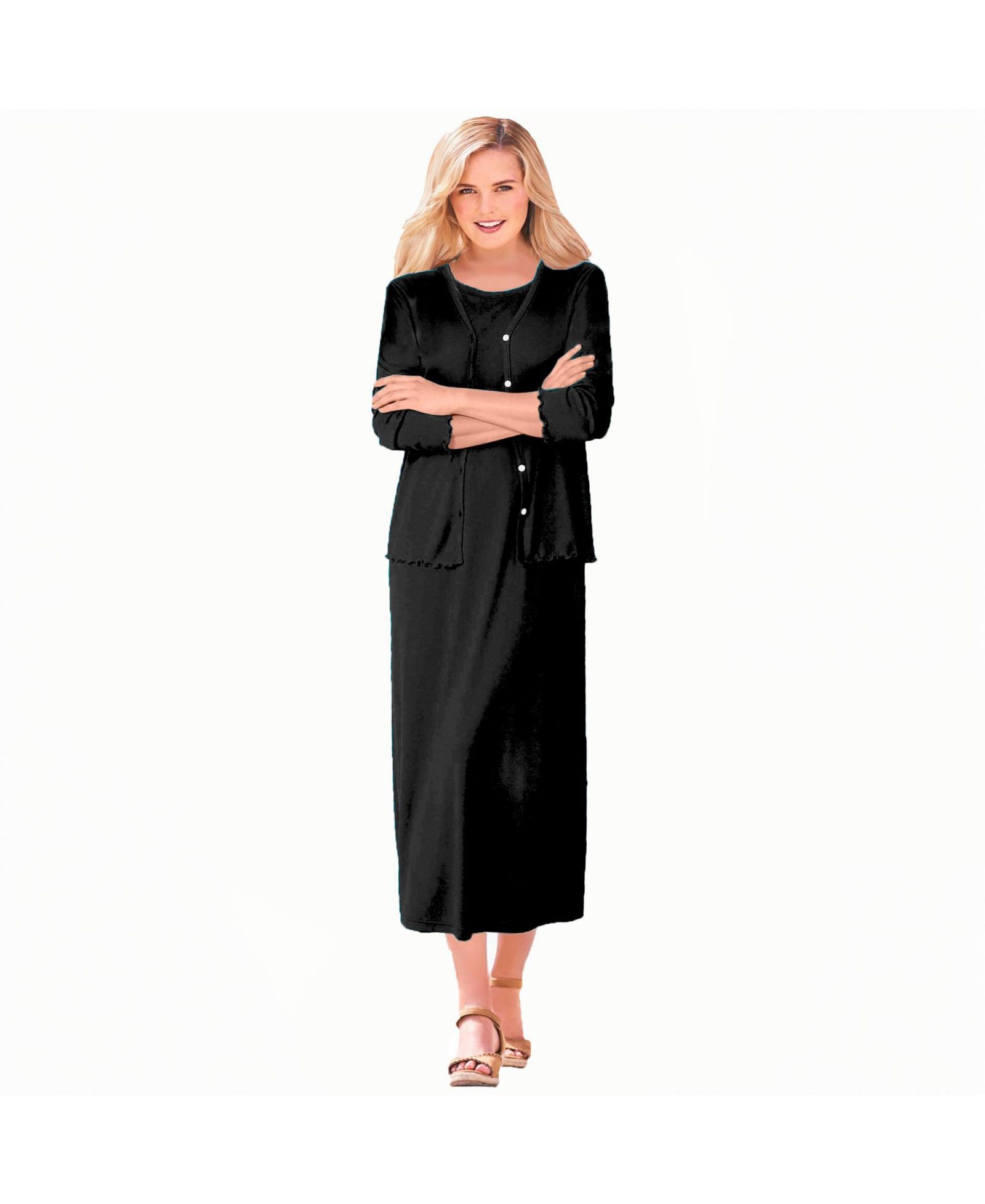 Woman Within Plus Size трикотажное платье с отделкой lettuce trim