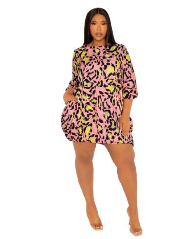 Женское мини-платье Plus Size Buxom Couture Animal Print Bubbled
