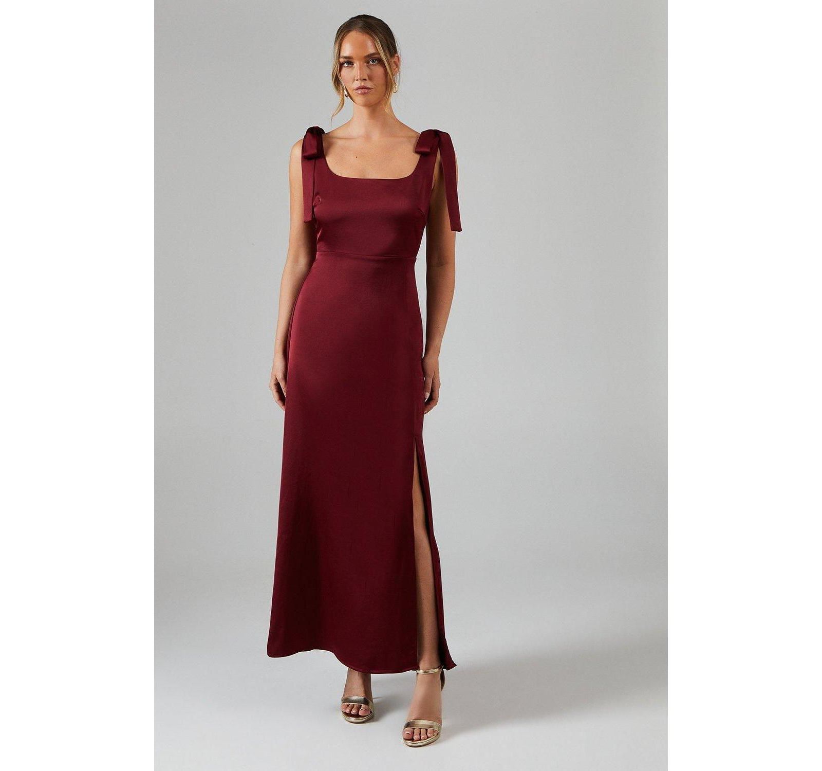 Женское атласное миди-платье Oasis Tie Shoulder Bridesmaid