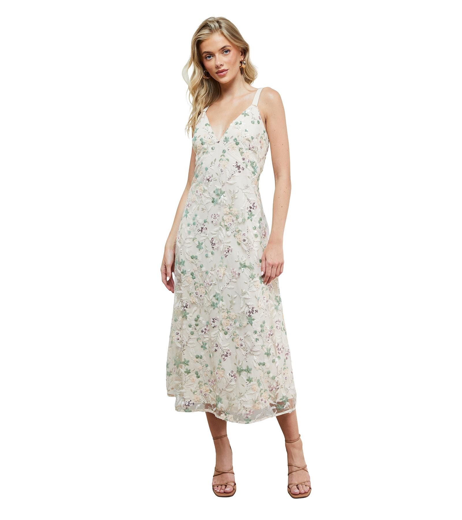 Oasis Women's Hand Embellished V-Neck Midi Dress