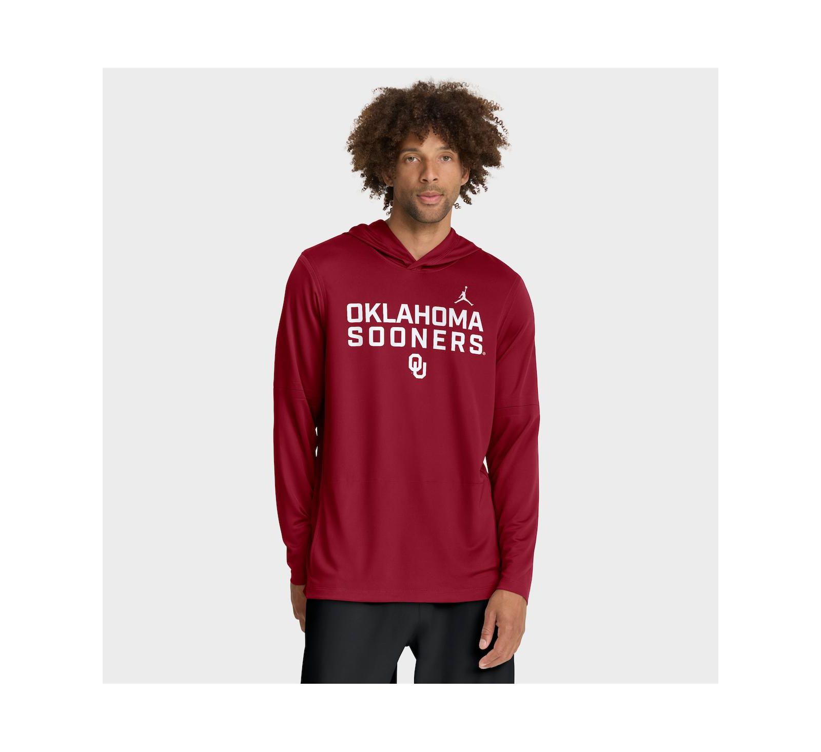 Jordan Мужское худи с длинным рукавом Oklahoma Sooners 2025 Sideline Performance Crimson