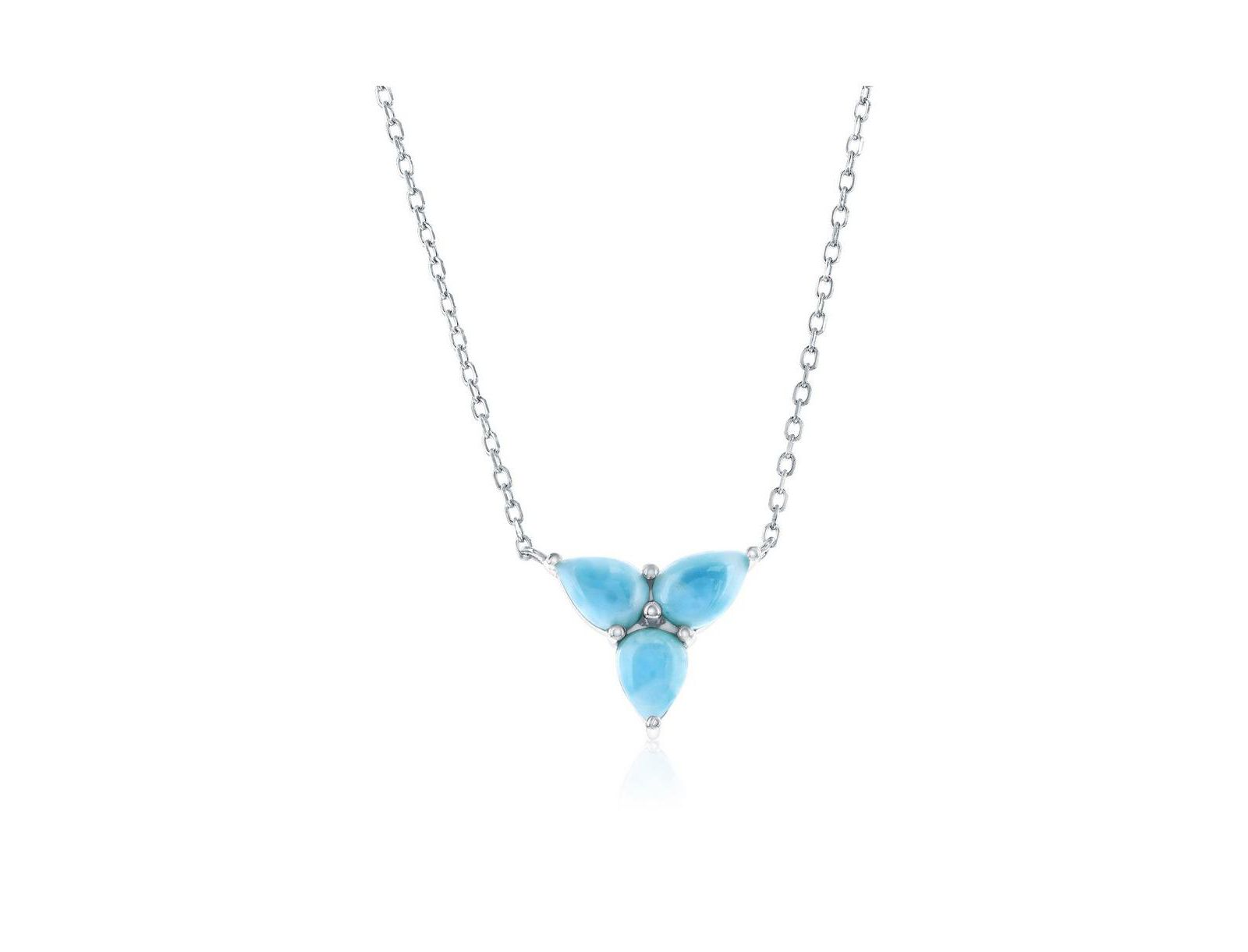 Ожерелье Sterling Pear-Shaped Triple Cluster Larimar