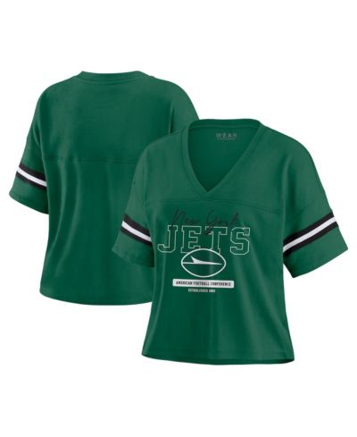 WEAR by Erin Andrews Женская укороченная футболка с V-образным вырезом New York Jets