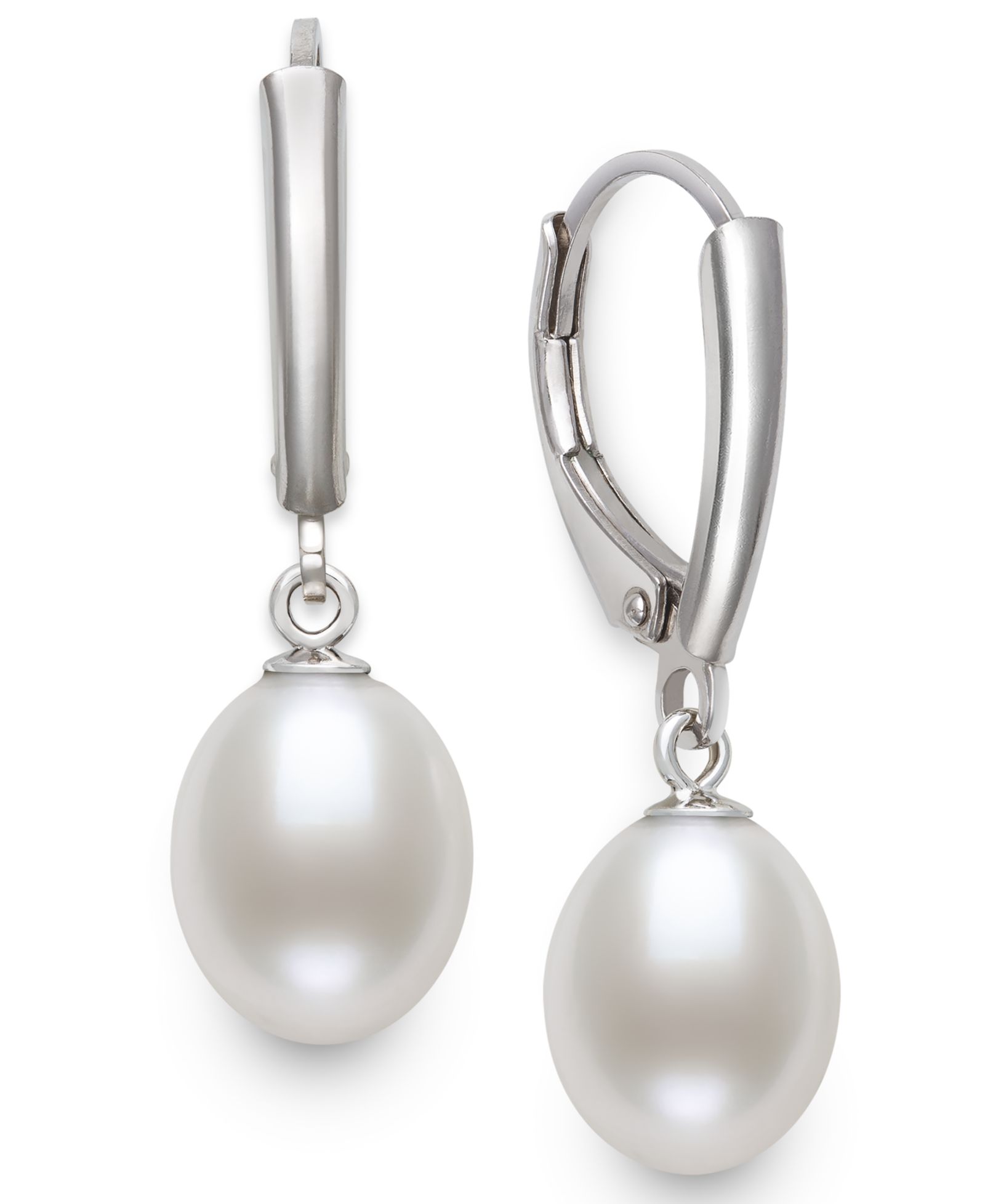 Belle de Mer Cultured Freshwater Drop Pearl (7-8mm) Earrings in Sterling Silver