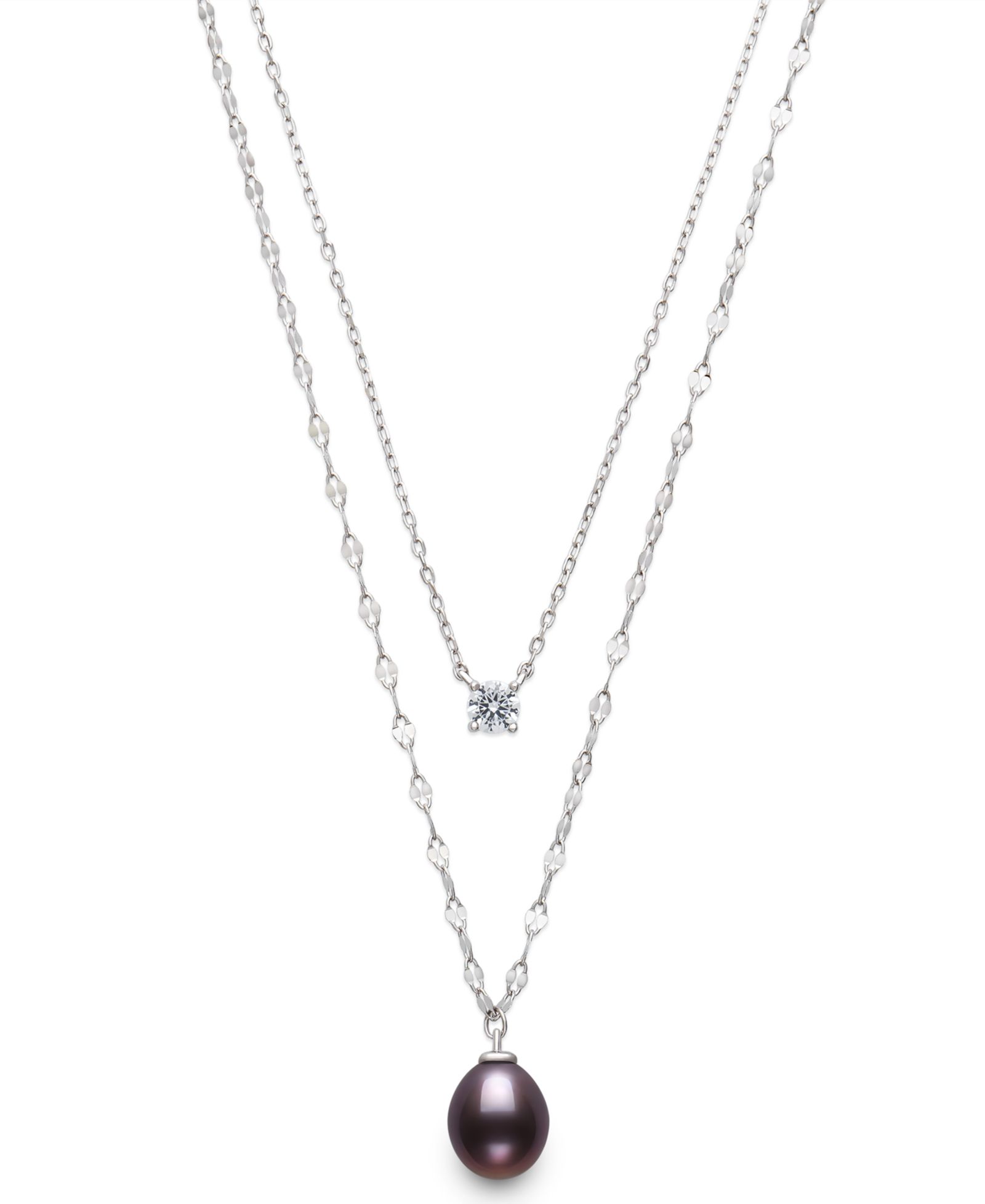 Belle de Mer Ожерелье с жемчугом Peacock Black Drop (8-9mm) и сапфиром в Sterling Silver