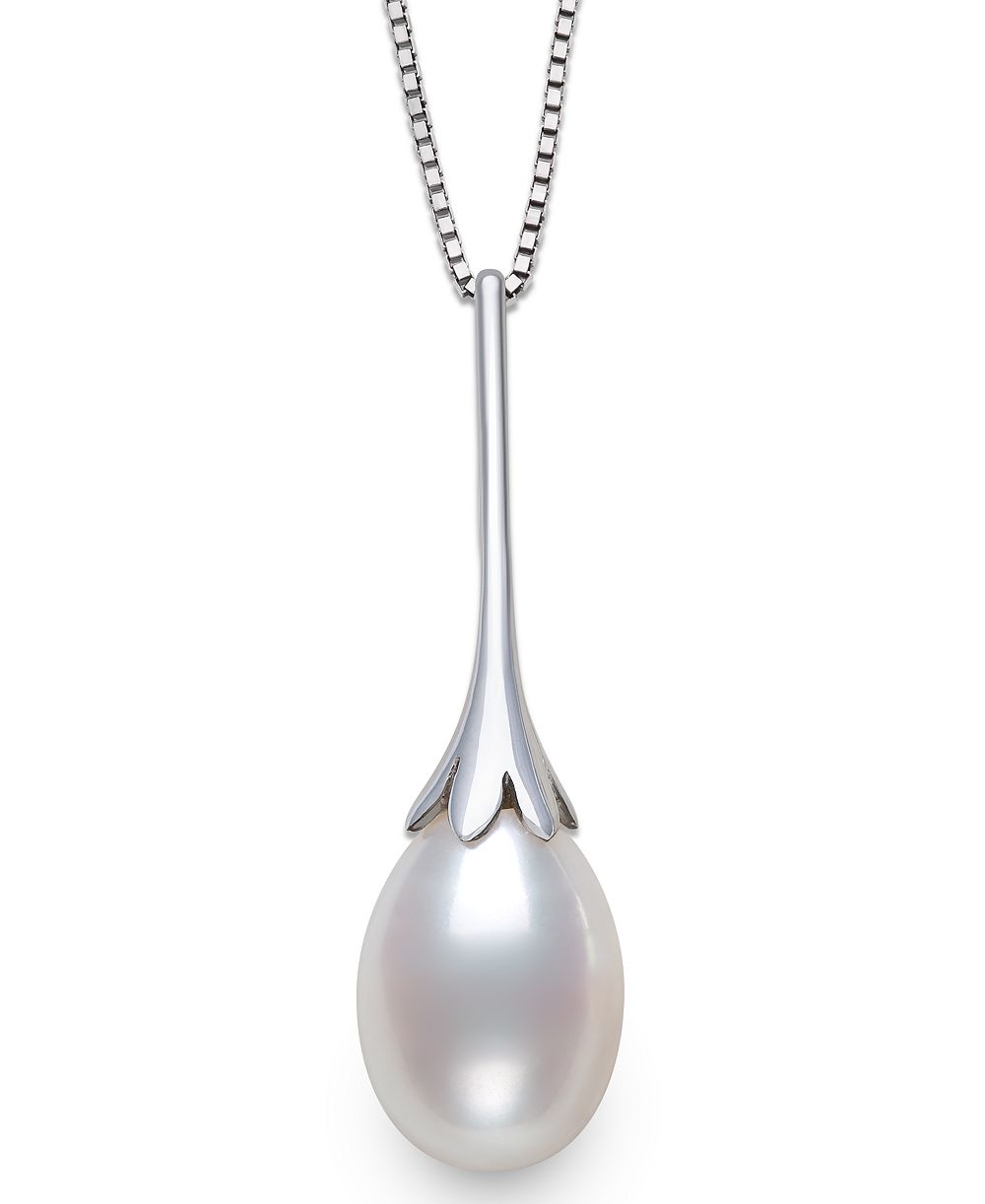 Belle de Mer Cultured Freshwater Drop Pearl (7-8mm) Necklace in Sterling Silver