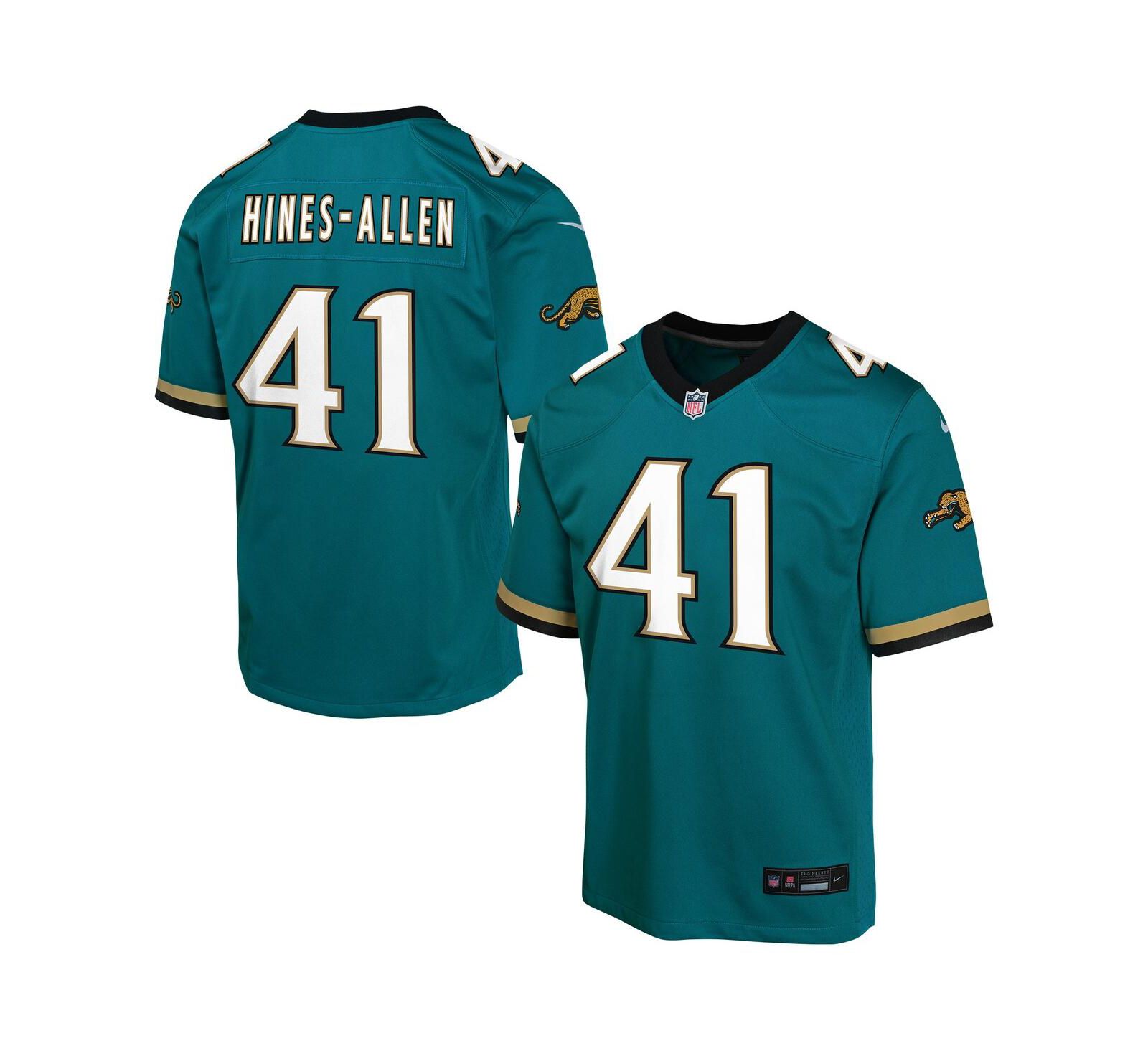 Игровая джерси Nike для мальчиков и девочек Josh Hines-Allen Teal Jacksonville Jaguars Alternate 2 Prowler Throwback