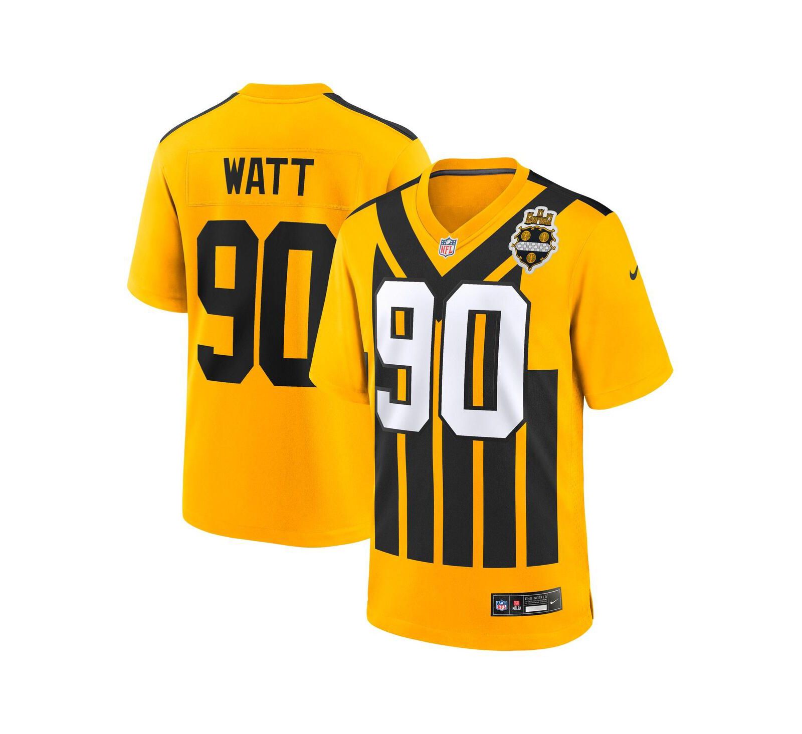 Nike игровая джерси Pittsburgh Steelers T.J. Watt Gold для мальчиков и девочек