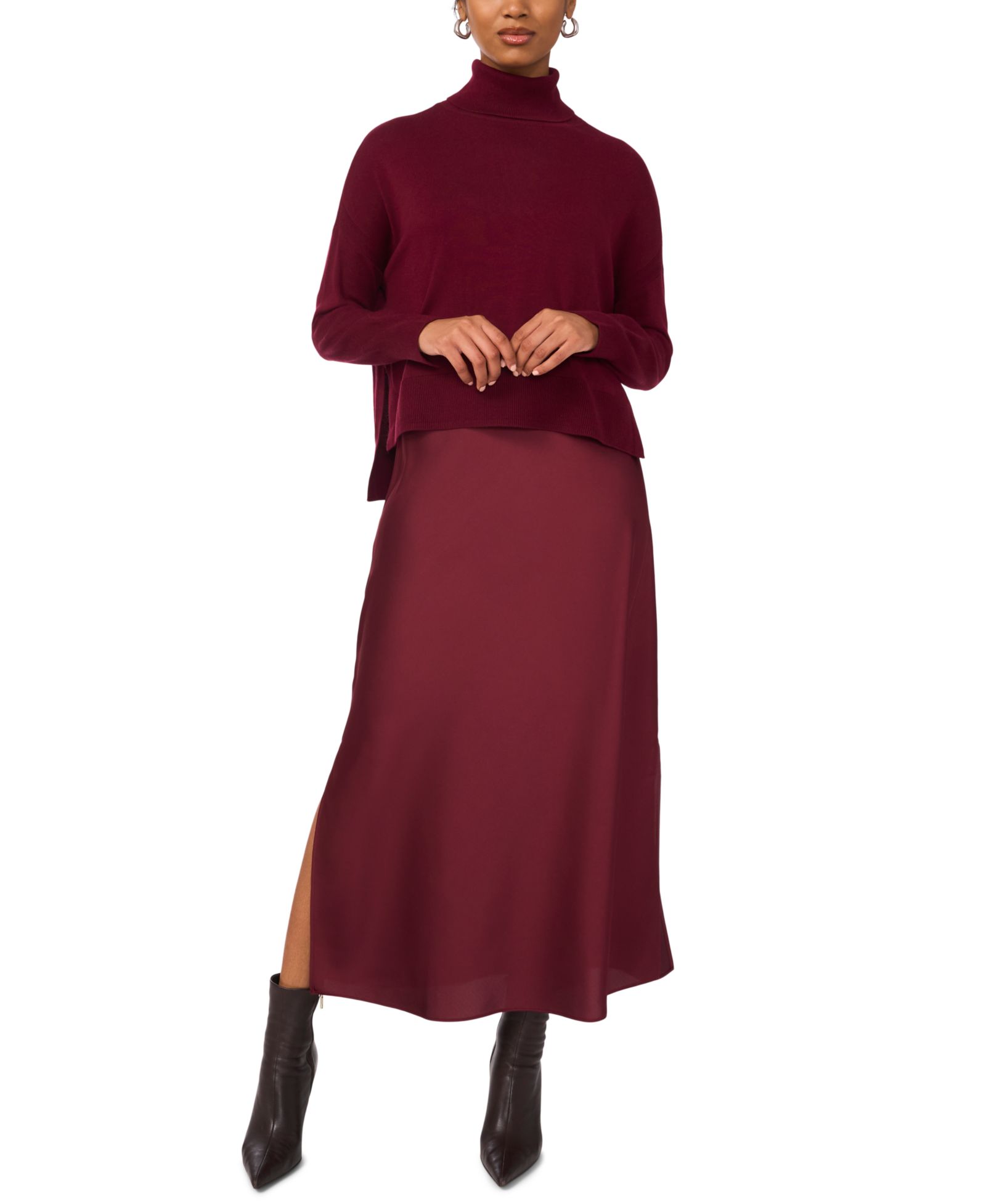 MSK Women's Mock Neck Slip Sweater Dress