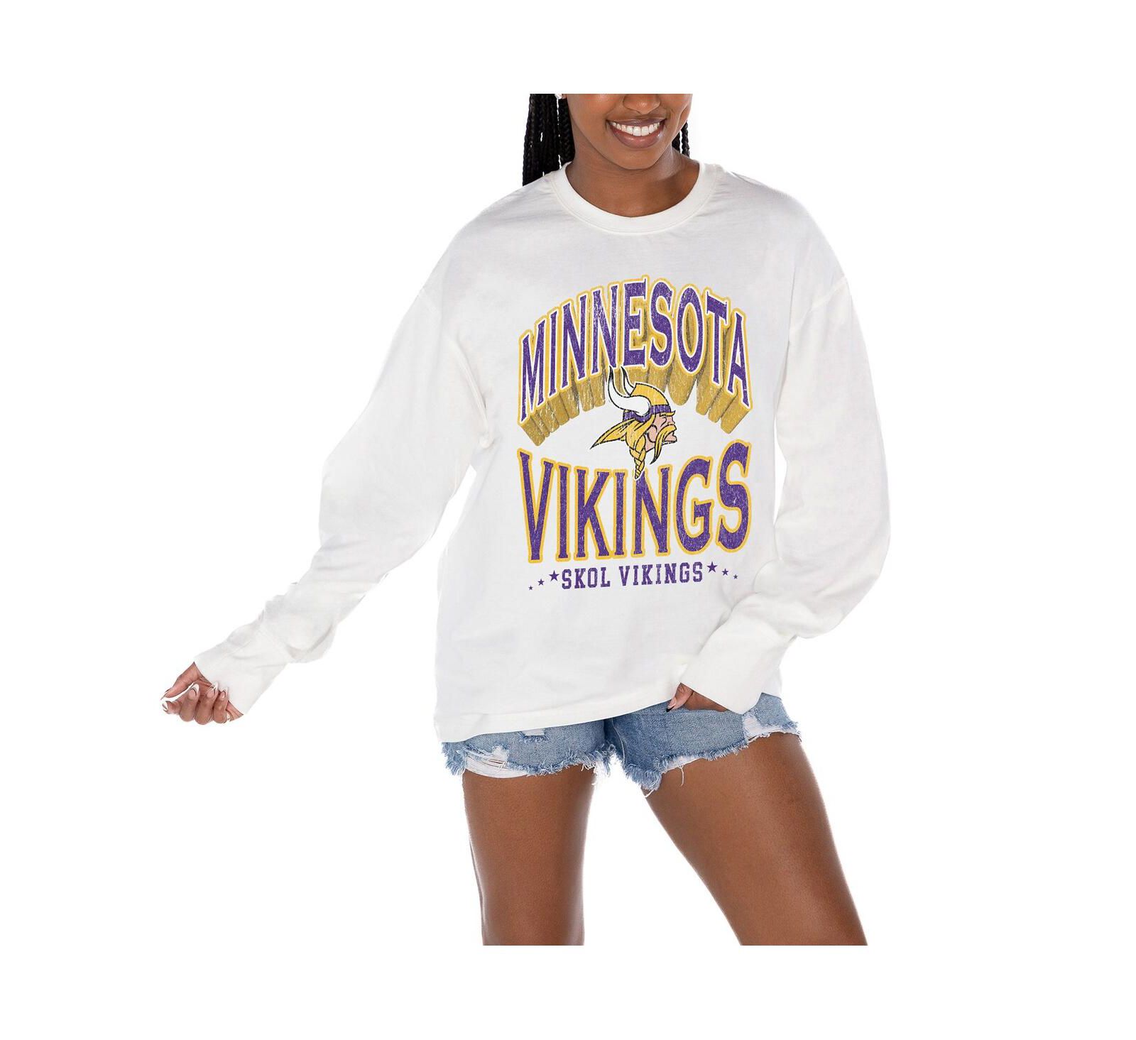 Женская футболка Gameday Couture Minnesota Vikings Oversized с длинным рукавом, белая