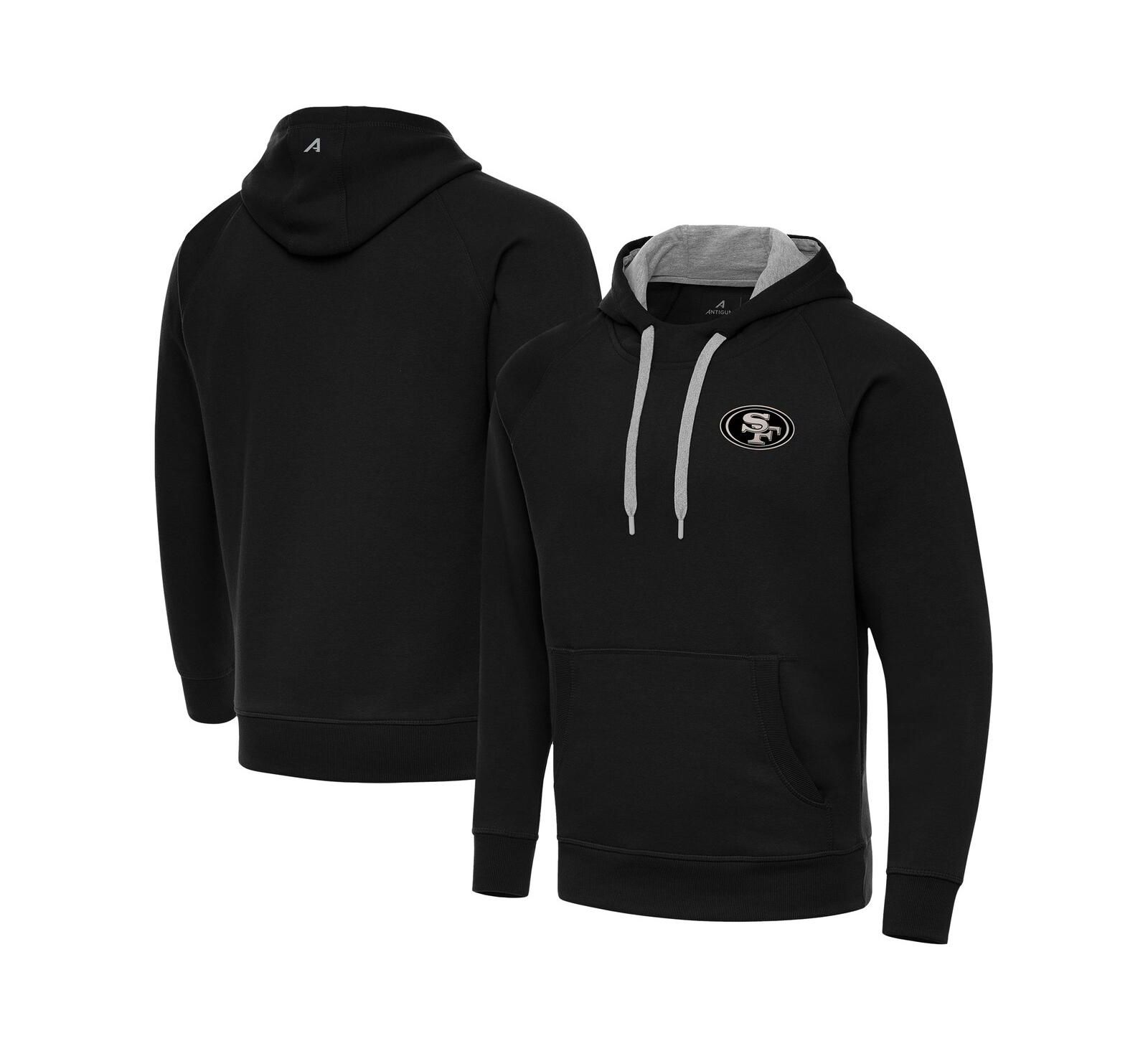 Antigua Men's Black San Francisco 49ers Brushed Carbon Victory Pullover Hoodie