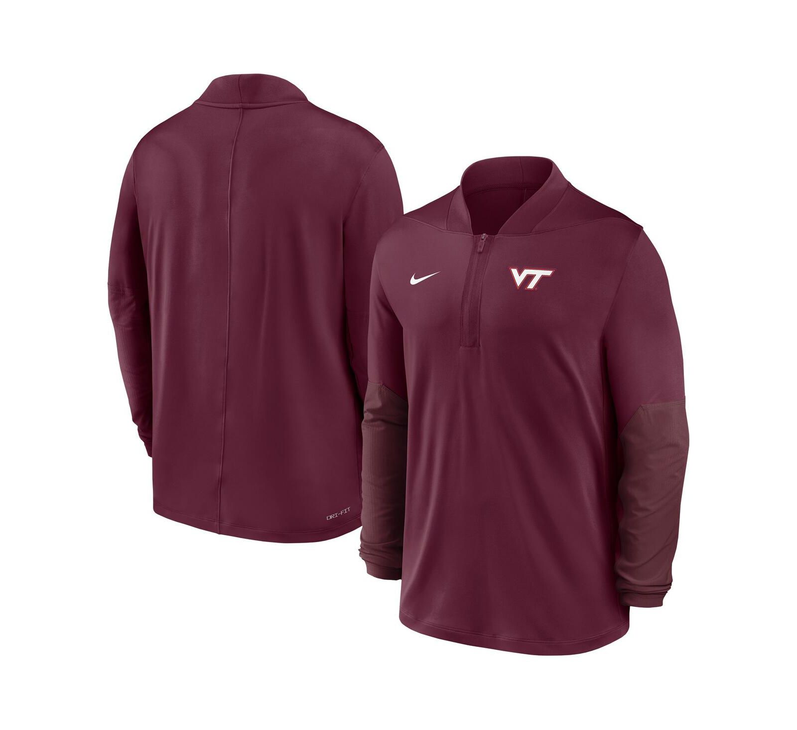 Мужской свитшот Nike Maroon Virginia Tech Hokies Dri-FIT Half-Zip Pullover