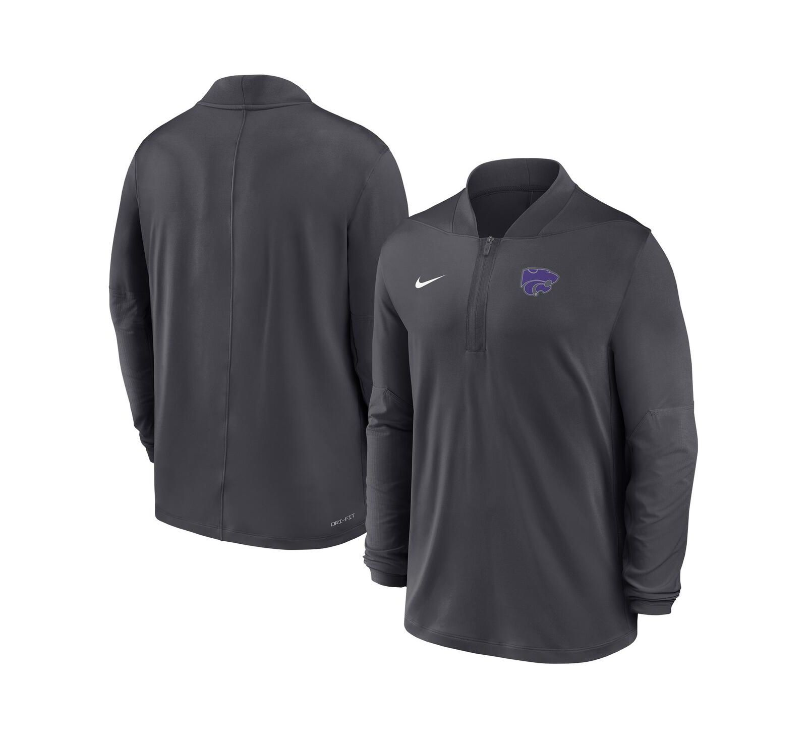 Мужская толстовка Nike Anthracite Kansas State Wildcats Dri-FIT с полумолнией