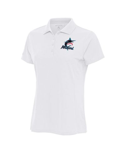 Женская рубашка-поло Antigua White Miami Marlins Logo Legacy Pique