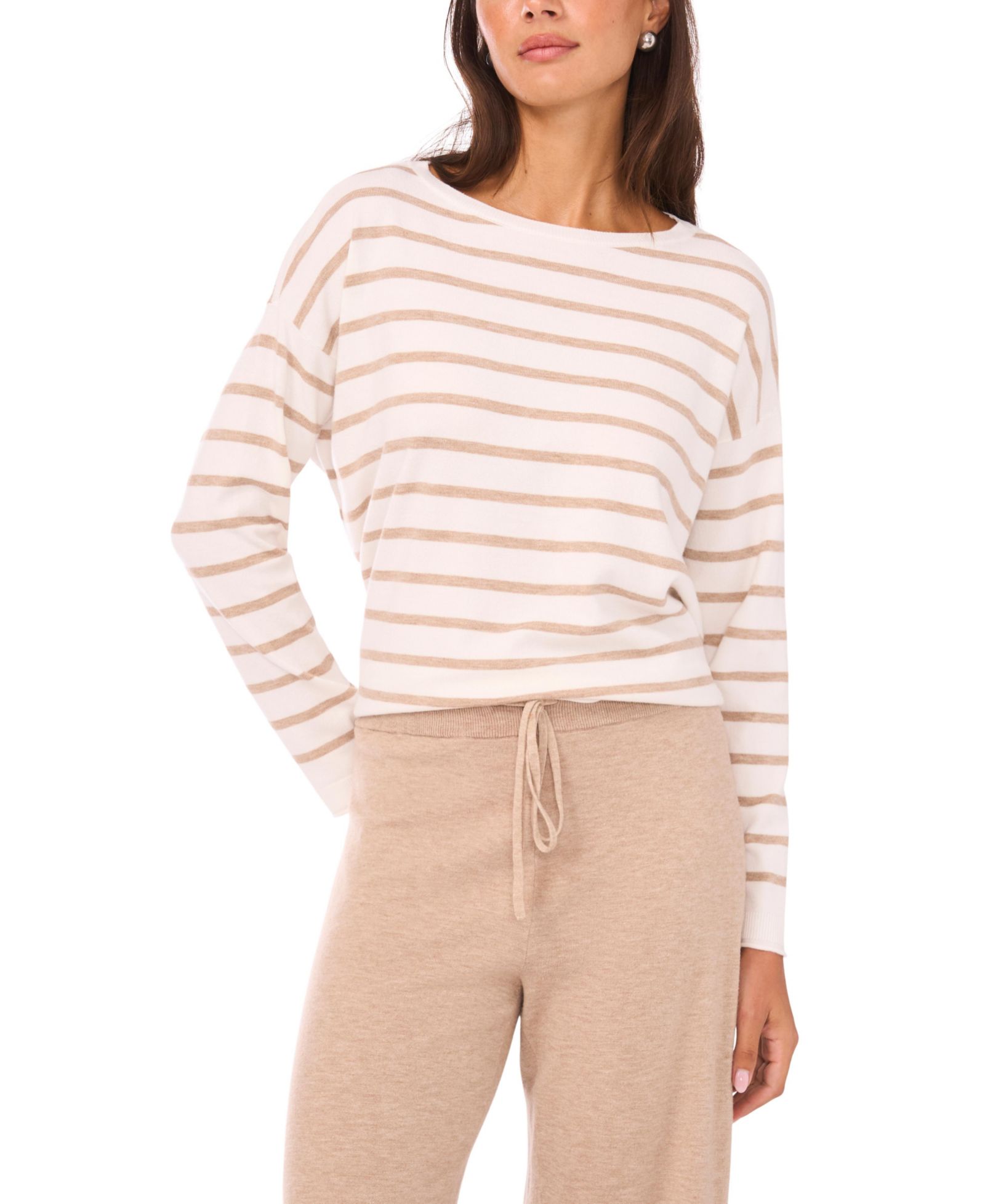 Женский джемпер Vince Camuto Stripe Rolled Edge Long-Sleeve