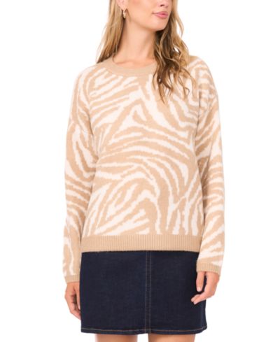 Женский джемпер Vince Camuto Crewneck Zebra Print Jacquard Long-Sleeve