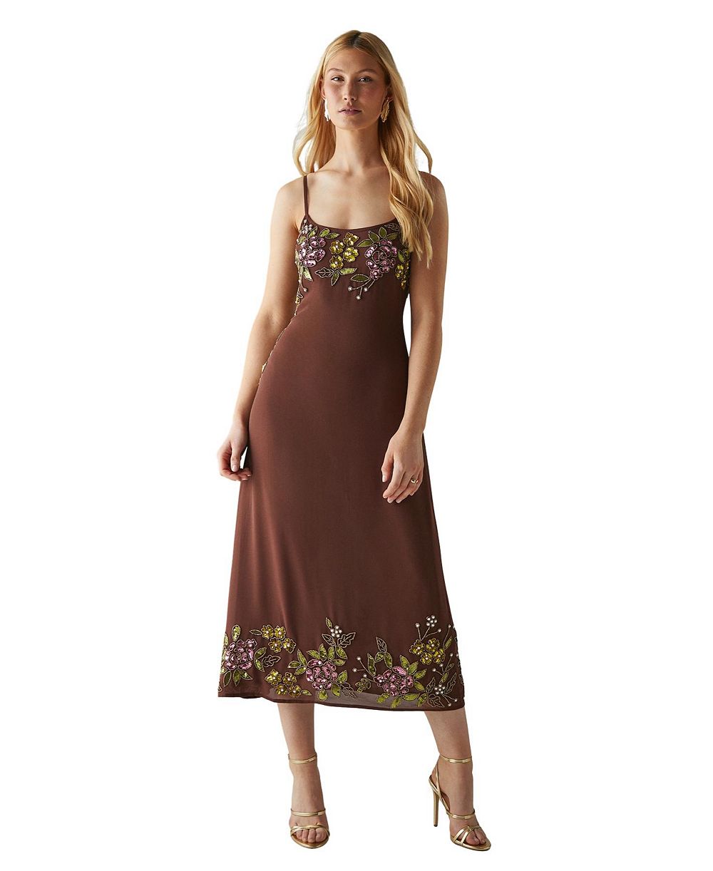 Женское миди-платье Warehouse Embellished Strappy Sequin Midi Dress