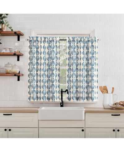 Кухонная занавеска No. 918 Seaside Tonal Seashell Print Semi-Sheer Rod Pocket Pair