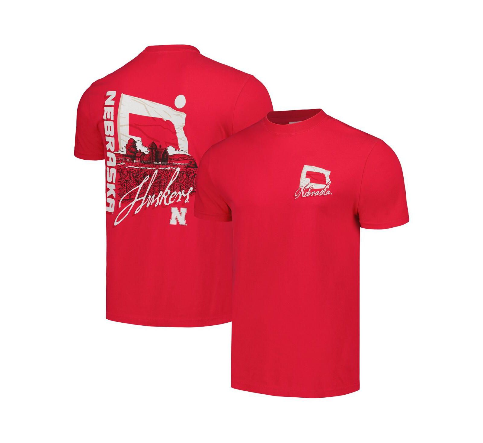 Футболка Image One Scarlet Nebraska Huskers Hyper Local Farming Flag Skyline, мужская и женская