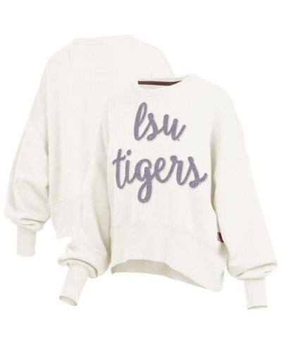 Pressbox Women's Cream LSU Tigers Chelsea Oversized Pullover Sweatshirt