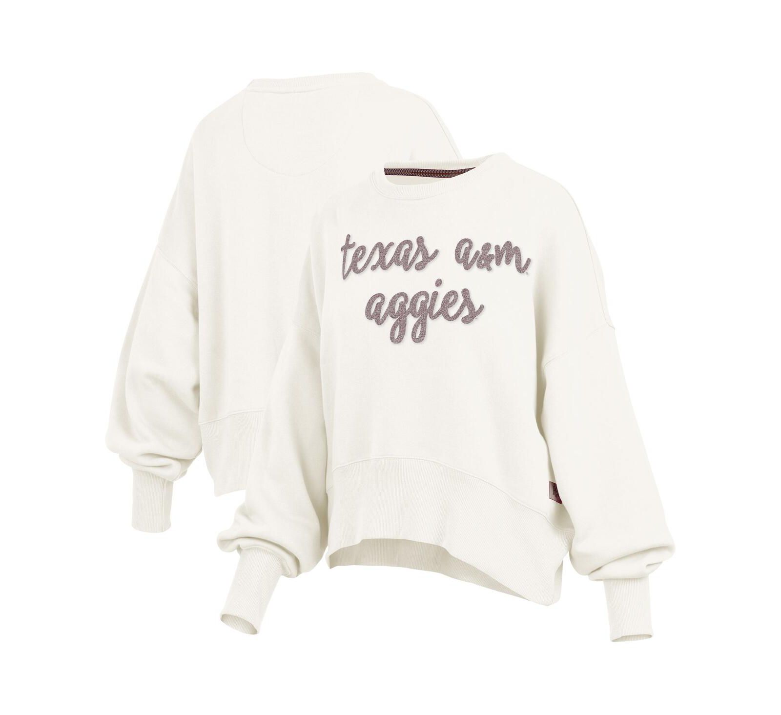 Pressbox Women's Cream Texas A&M Aggies Chelsea Oversized Pullover Sweatshirt