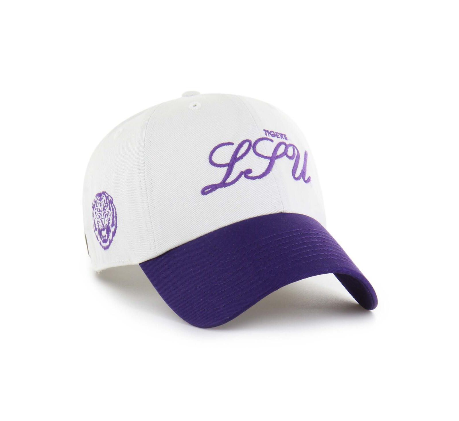 Мужская белая кепка '47 Brand LSU Tigers Contemporary Basics Foundation Clean Up Adjustable