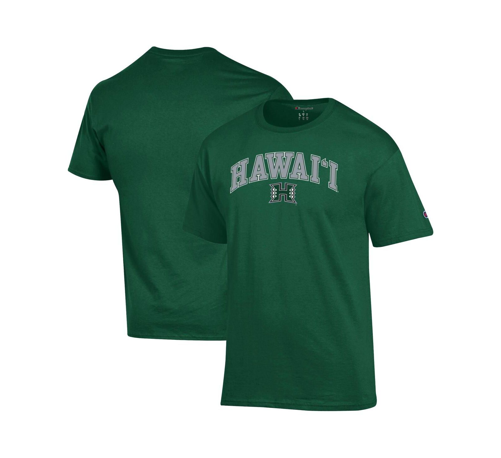 Мужская футболка Champion Men's Green Hawaii Rainbow Warriors Arch Over Logo T-Shirt