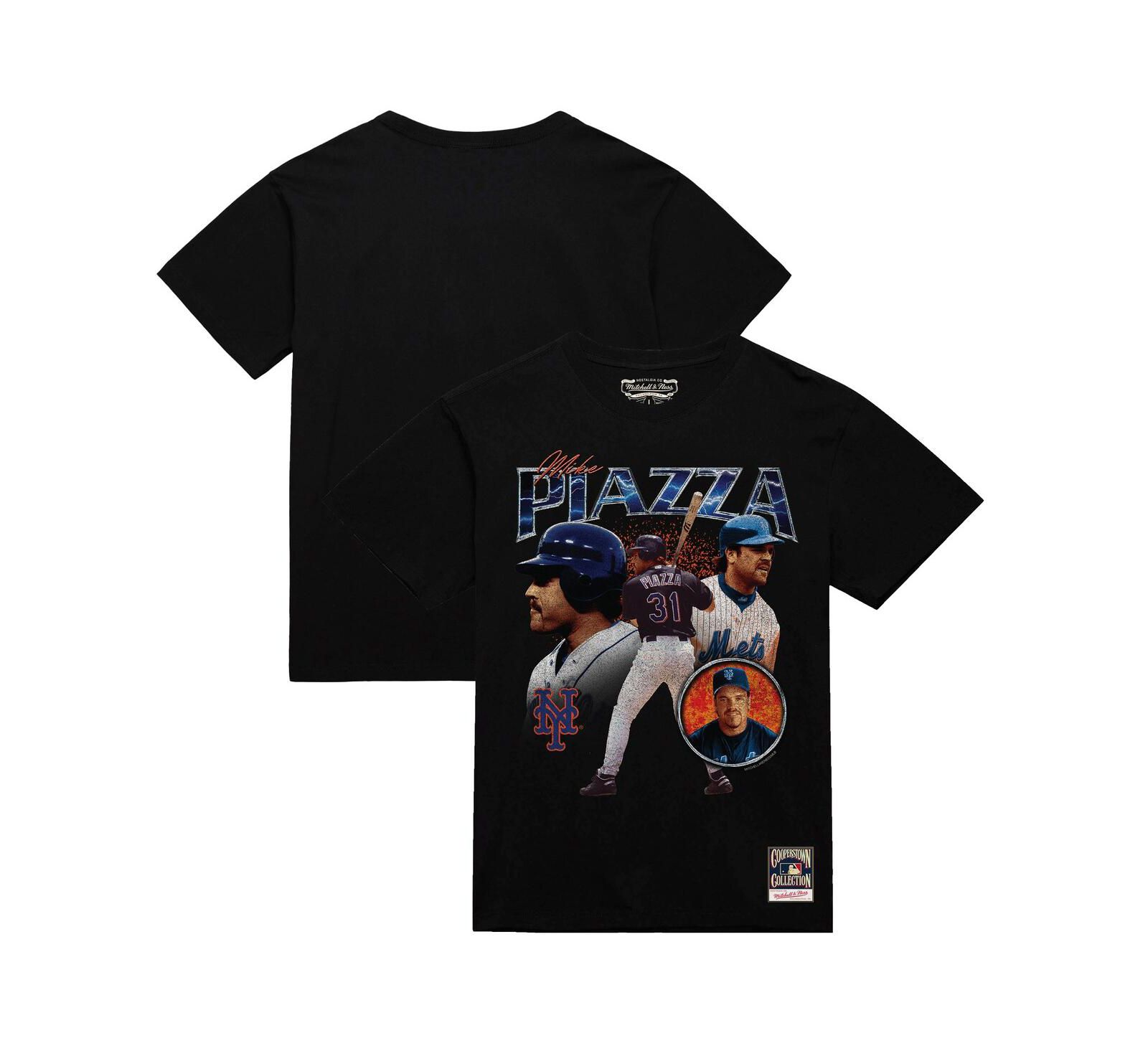 Mitchell & Ness Men's Mike Piazza Black New York Mets 2000 Subway Series 25th Anniversary Power T-Shirt